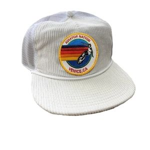 Aviator Nation White Corduroy Hat